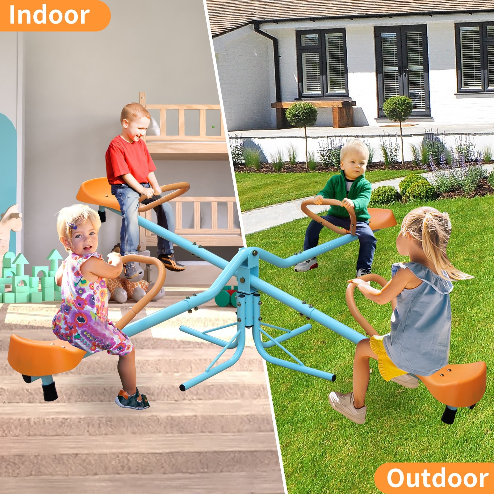 Outdoor Playground 4 Seats Seesaw 360 Rotating Seesaw for kids age